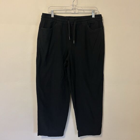 Athleta Farallon‎ Pant Straight Leg Size Large Cotton Black Pull-On Sweatpants - Picture 1 of 9